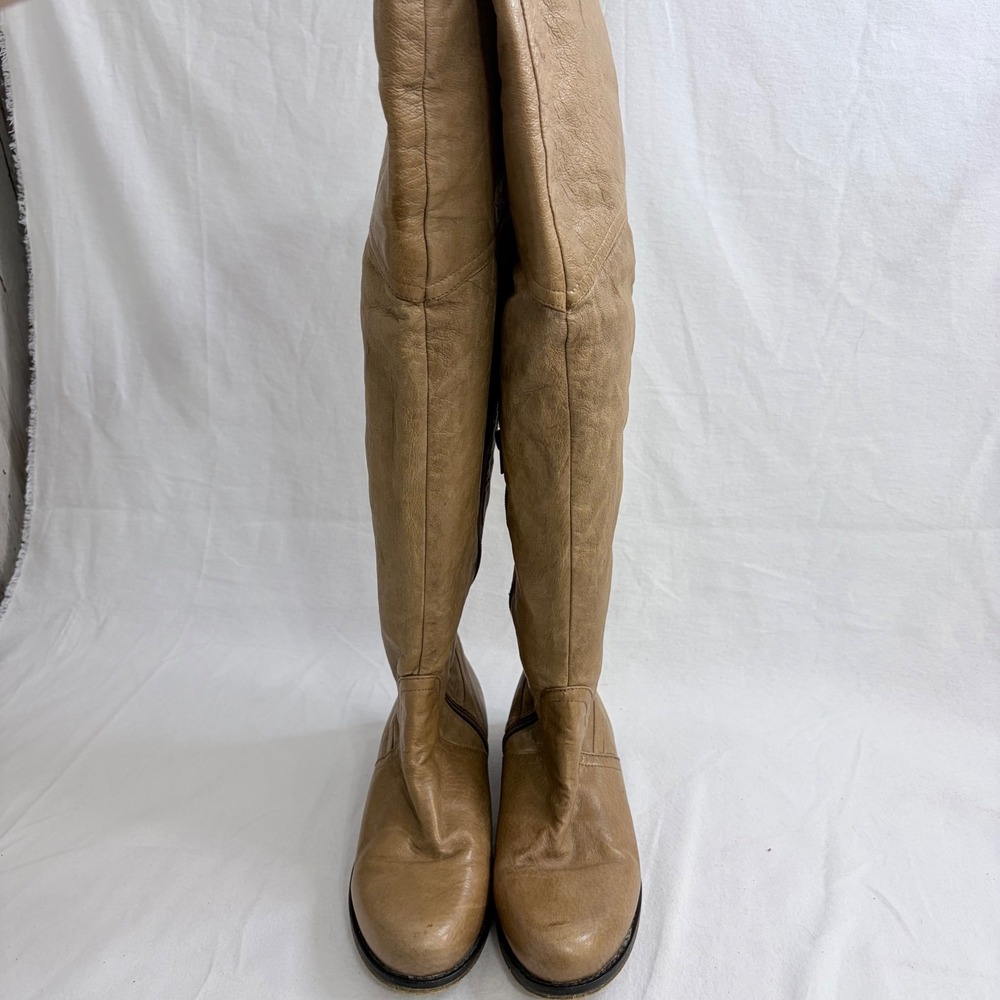 Unbranded Over The Knee Boots OTK Leather Buckle Tan‎ 7M